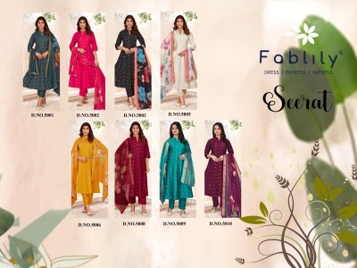 Seerat by Fablily Golden Silk Embroidered readymade suit collection on amaviexpo readymade suit catalogs