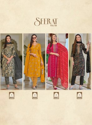 Seerat vol 8 by Radhika lifestyle Reyon capsual foil printed kurti pant and dupatta catalogue at amaviexpo readymade suit catalogs