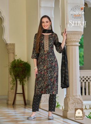 Seerat vol 8 by Radhika lifestyle Reyon capsual foil printed kurti pant and dupatta catalogue at amaviexpo readymade suit catalogs