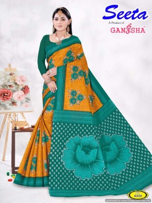 Seeta vol 4 by Ganesha pure cotton printed saree catalogue at affordable rate sarees catalogs