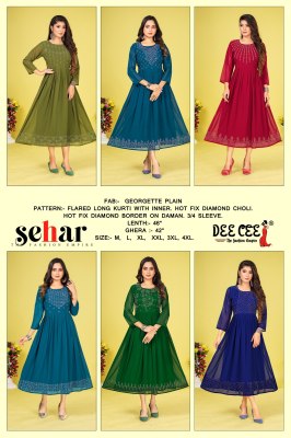 Sehar by Deecee long flared diamond work kurti catalogue at affordable rate kurtis catalogs