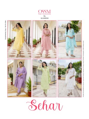 Sehar by Ossm Heavy Embroidered pure cotton Kurti Pant with dupatta collection in amavi expo readymade suit catalogs