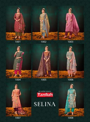 Selina vol 1 by Taniksh Maslin printed embroidered kurti pant and dupatta catalogue at affordable rate  readymade suit catalogs