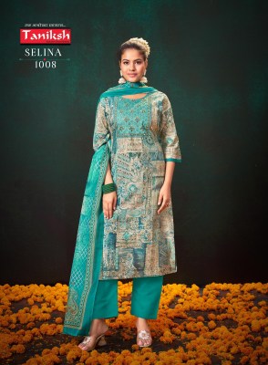 Selina vol 1 by Taniksh Maslin printed embroidered kurti pant and dupatta catalogue at affordable rate  readymade suit catalogs