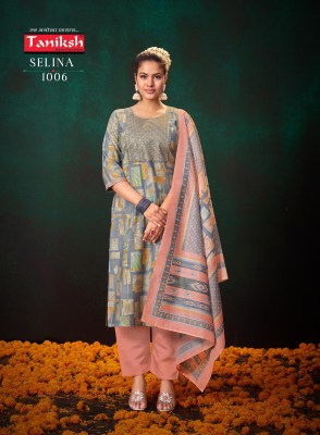 Selina vol 1 by Taniksh Maslin printed embroidered kurti pant and dupatta catalogue at affordable rate  readymade suit catalogs