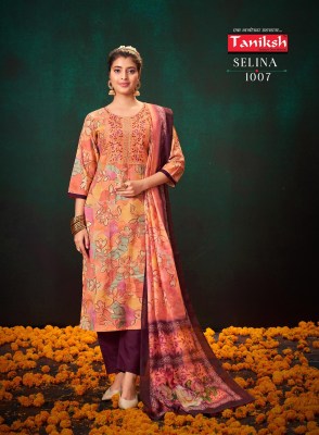 Selina vol 1 by Taniksh Maslin printed embroidered kurti pant and dupatta catalogue at affordable rate  readymade suit catalogs