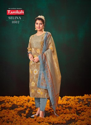 Selina vol 1 by Taniksh Maslin printed embroidered kurti pant and dupatta catalogue at affordable rate  readymade suit catalogs