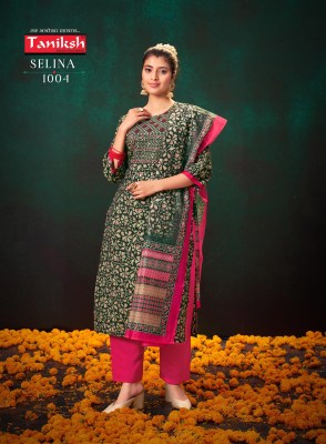 Selina vol 1 by Taniksh Maslin printed embroidered kurti pant and dupatta catalogue at affordable rate  readymade suit catalogs