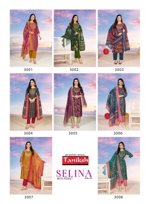 Selina vol 3 by Taniksh Embroidered muslin printed kurti pant and dupatta catalogue with low price readymade suit catalogs