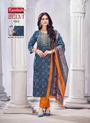 Selvi vol 2 by Taniksh reyon foil printed kurti pant and dupatta catalogue at affordable rate readymade suit catalogs