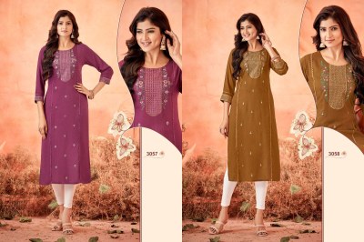 Serena vol 10 by Ladies Flavour reyon heavy embroidered Kurti Catalogue at affordable rate kurtis catalogs