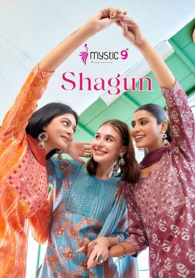 Shagun vol 5 by Mystic 9 reyon capsual foil printed reaymade suit catalogue at affordable rate Mystic 9