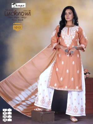 Shahi lucknowi vol 2 by KRTS Pure reyon readymade suit catalogue with low rate readymade suit catalogs