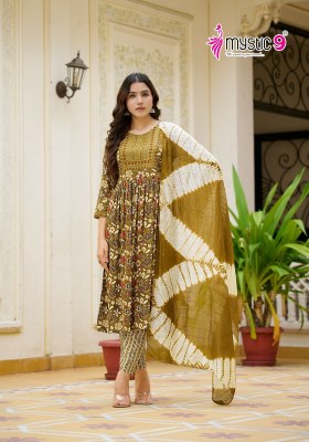 Shanaya vol 5 by Mystic 9 premium quality reyon foil printed kurti pant and dupatta collection readymade suit catalogs