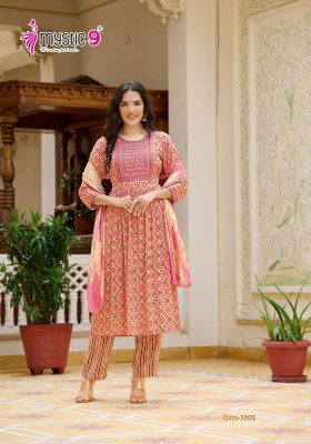 Shanaya vol 5 by Mystic 9 premium quality reyon foil printed kurti pant and dupatta collection readymade suit catalogs