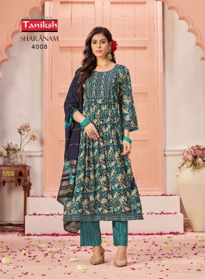 Sharnam vol 4 by Taniksh heavy reyon foil printed readymade suit catalogue at affordable rate readymade suit catalogs