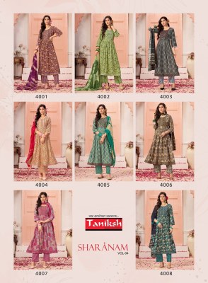 Sharnam vol 4 by Taniksh heavy reyon foil printed readymade suit catalogue at affordable rate readymade suit catalogs