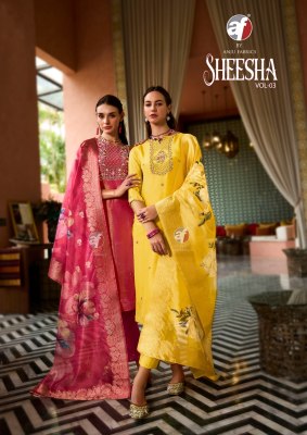 Sheesha vol 3 by anju fabric pure silk heavy hand work kurti pantand dupatta catalogue at affordable rate wholesale catalogs