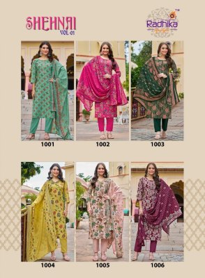 Shehnai vol 1 by Radhika life style printed hand work kurti pant and dupatta catalogue at low rate readymade suit catalogs