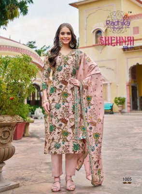 Shehnai vol 1 by Radhika life style printed hand work kurti pant and dupatta catalogue at low rate readymade suit catalogs