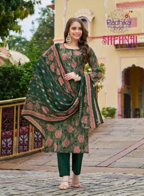 Shehnai vol 1 by Radhika life style printed hand work kurti pant and dupatta catalogue at low rate readymade suit catalogs