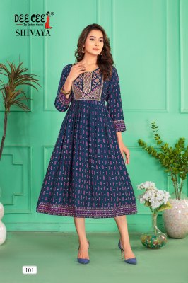 Shivaya by Deecee screen printed Flared Long kurti catalogue at affordable rate Dee cee