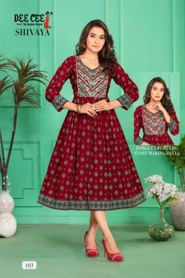 Shivaya by Deecee screen printed Flared Long kurti catalogue at affordable rate kurtis catalogs