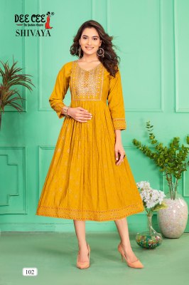 Shivaya by Deecee screen printed Flared Long kurti catalogue at affordable rate kurtis catalogs