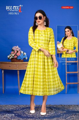 Shloka by Dee cee falred long feeding kurti catalogue at affordable rate Dee cee