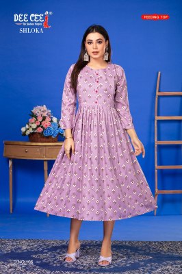 Shloka by Dee cee falred long feeding kurti catalogue at affordable rate kurtis catalogs