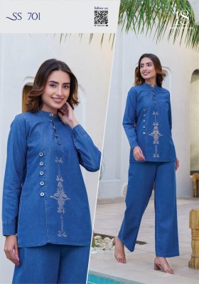 Sho shaa vol 7 by 18 attitude premium denim cotton co ord set catalogue at affordable rate Size wise Combo Set