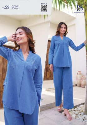 Sho shaa vol 7 by 18 attitude premium denim cotton co ord set catalogue at affordable rate Size wise Combo Set