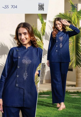 Sho shaa vol 7 by 18 attitude premium denim cotton co ord set catalogue at affordable rate Size wise Combo Set