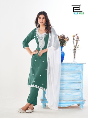 Shraddha by Blue hills fancy embroidered pant and dupatta catalogue at affordable rate readymade suit catalogs