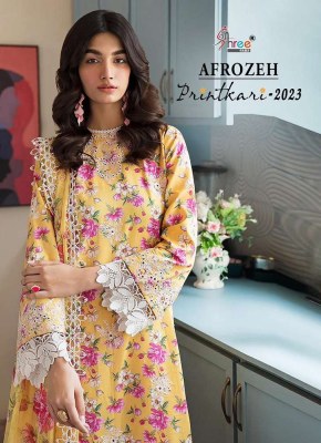 Shree Fab Afrozeh Printkari 2023 pure lawn printed chiffon dupatta Pakistani suits catalogue wholesale  Shree fab