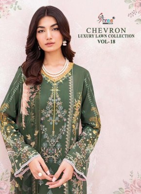 Shree Fab Chevron Luxury Lawn Collection Vol 18 Pure Lawn Cotton Embroidery Work Pakistani suits catalogue wholesaler  Shree fab