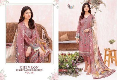 Shree Fab Chevron Luxury Lawn Collection Vol 18 Pure Lawn Cotton Embroidery Work Pakistani suits catalogue wholesaler  pakistani suit catalogs