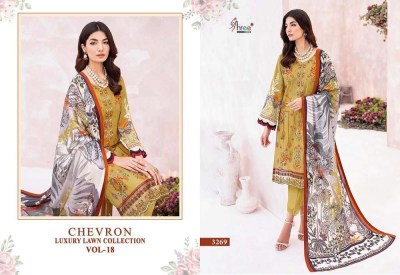 Shree Fab Chevron Luxury Lawn Collection Vol 18 Pure Lawn Cotton Embroidery Work Pakistani suits catalogue wholesaler  pakistani suit catalogs