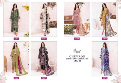 Shree Fab Chevron Luxury Lawn Collection Vol 18 Pure Lawn Cotton Embroidery Work Pakistani suits catalogue wholesaler  pakistani suit catalogs