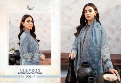 Shree Fab Chevron Premium Collection Vol 7 Pure Cotton Self Embordered With Patch Cotton Chiffon Pakistani suits wholesale  pakistani suit catalogs