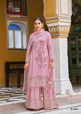 Shree Fab D. No.1875 Designer Readymade Pakistani Suit  Airtex Chiffon Viscose Plazo Set with Heavy Khatli Work And  Latkan Dupatta Wholesale Shree fab