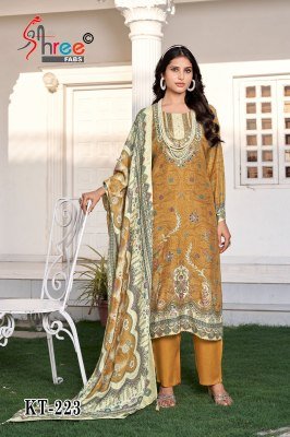 Shree Fab KT 223 Unstitched Suit Pure Viscose Maslin Digital Print with Hand Work  Pure Viscose Rayon Bottom And Dupatta Wholesale dress material catalogs