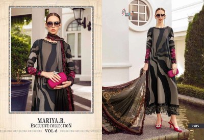 Shree Fab Maria B Exclusive Collection Vol 6 Pure Cotton Embroidery Work Chiffon dupatta Pakistani suits catalogue buy wholesale price in India  pakistani suit catalogs