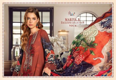 Shree Fab Maria B Exclusive Collection Vol 6 Pure Cotton Embroidery Work Chiffon dupatta Pakistani suits catalogue buy wholesale price in India  pakistani suit catalogs