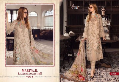 Shree Fab Maria B Exclusive Collection Vol 6 Pure Cotton Embroidery Work Chiffon dupatta Pakistani suits catalogue buy wholesale price in India  pakistani suit catalogs