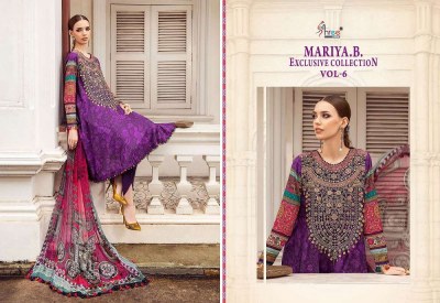 Shree Fab Maria B Exclusive Collection Vol 6 Pure Cotton Embroidery Work Chiffon dupatta Pakistani suits catalogue buy wholesale price in India  pakistani suit catalogs