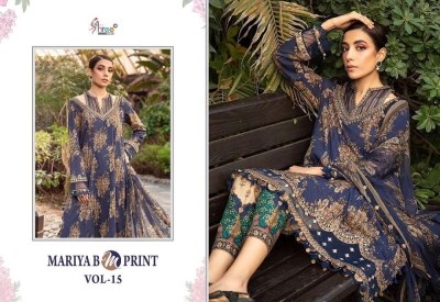 Shree Fab Maria B M Print Vol 15 Exclusive Embroidery Patches Work Cotton Dupatta Pakistani Suits catalogue wholesale rate  pakistani suit catalogs