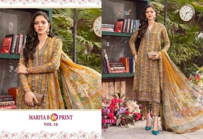 Shree Fab Maria B M Print Vol 16 Pure Cotton Dupatta Summer collection Patches Work Pakistani suits wholesale Price  pakistani suit catalogs