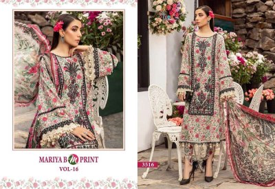 Shree Fab Maria B M Print Vol 16 Pure Chiffon Dupatta Summer collection Patches Work Pakistani suits wholesale Price  pakistani suit catalogs