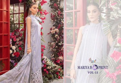 Shree Fab Maria B M Print Vol 15 Exclusive Embroidery Patches Work Chiffon Dupatta Cotton Pakistani Suits catalogue wholesale rate  pakistani suit catalogs